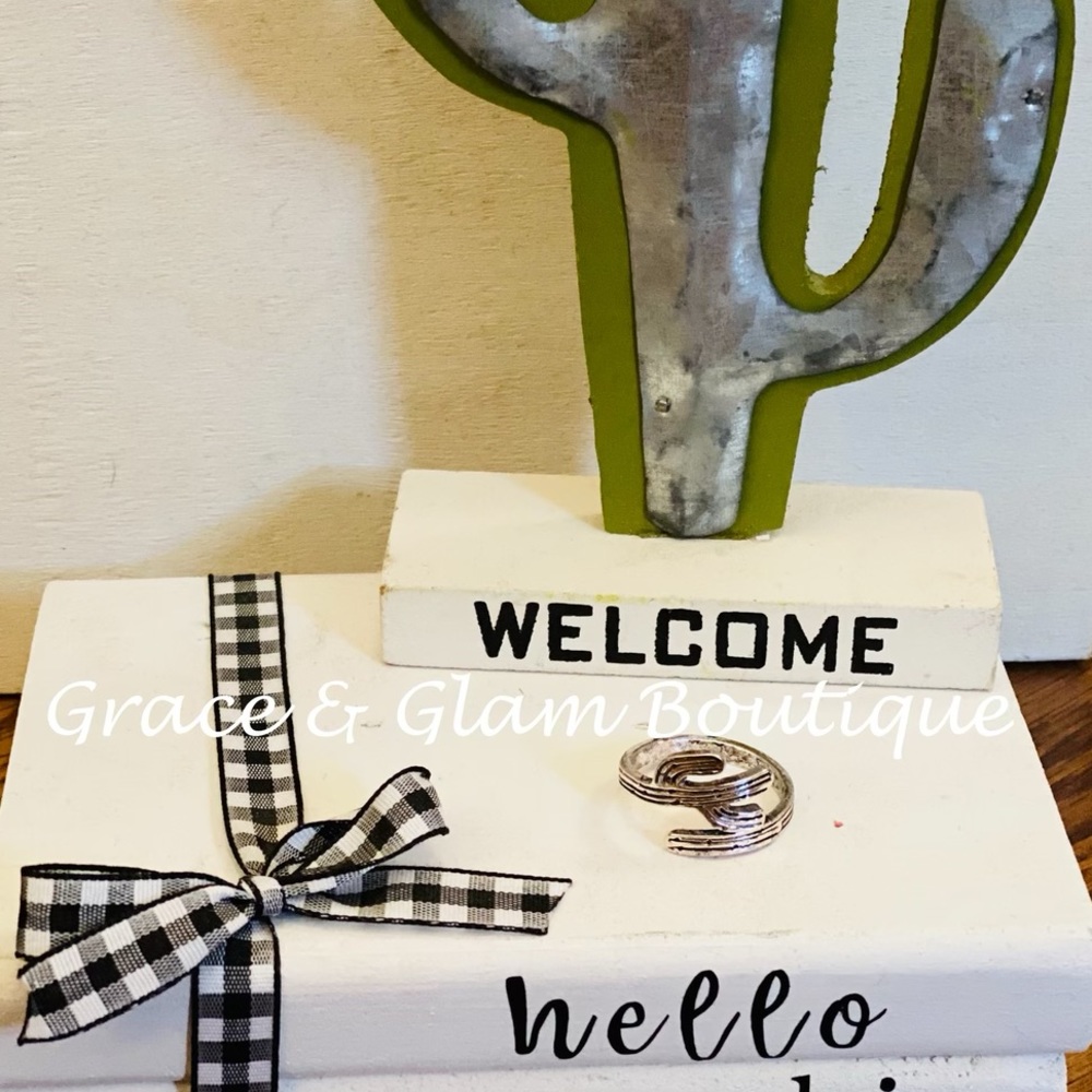 Adjustable Silver Cactus ring